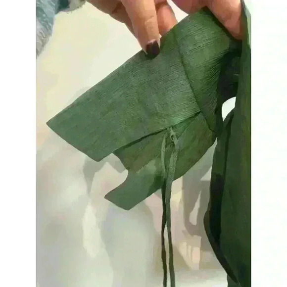 Topshop Button Down Cropped Blouse in bottle green Size 12 - Picture 9 of 9